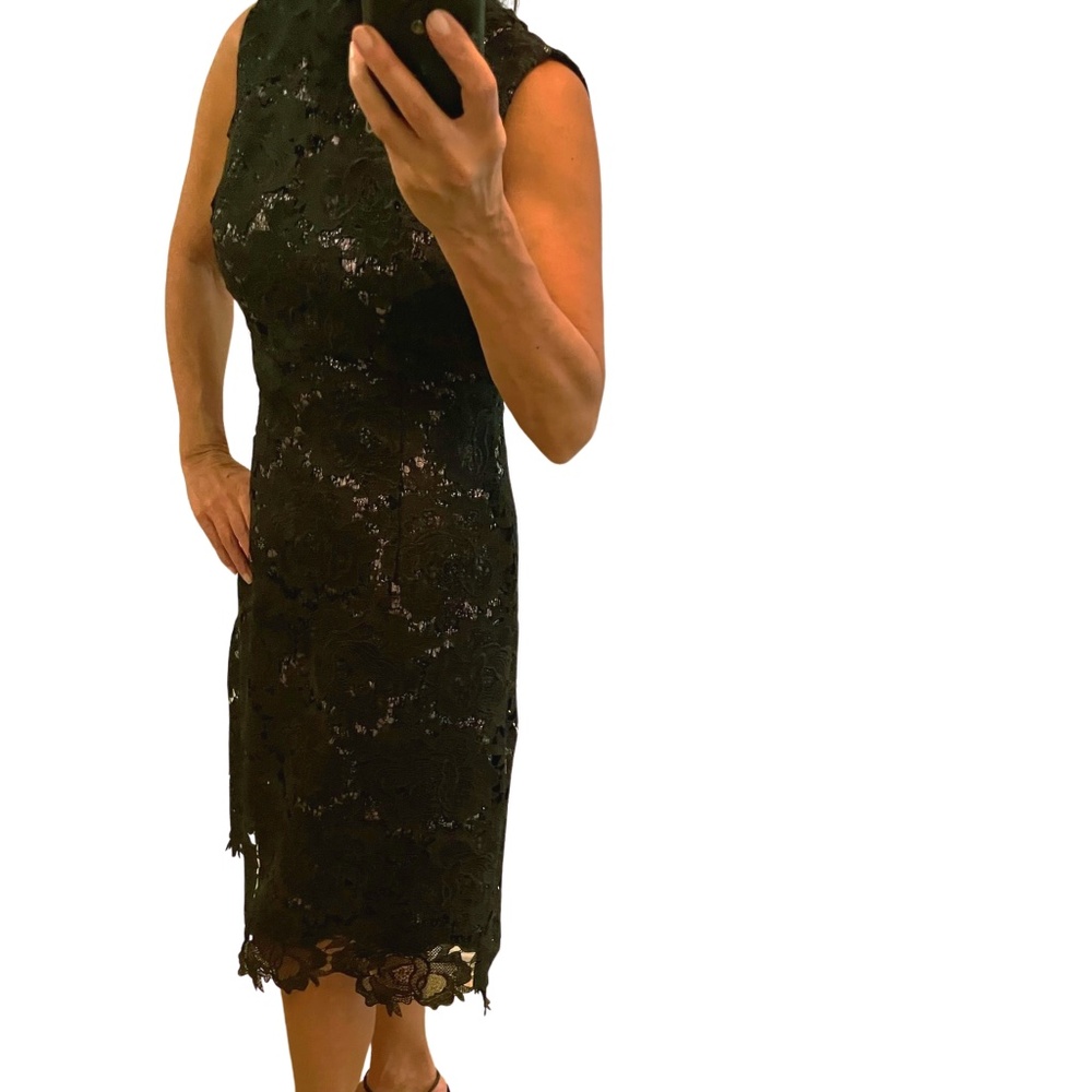 Monique Lhuillier Black Lace Dress size 8